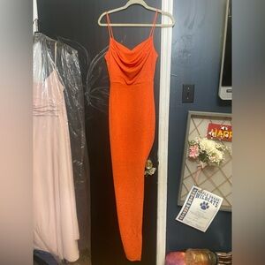Windsor Orange Sparkly Prom Dress, Size medium.